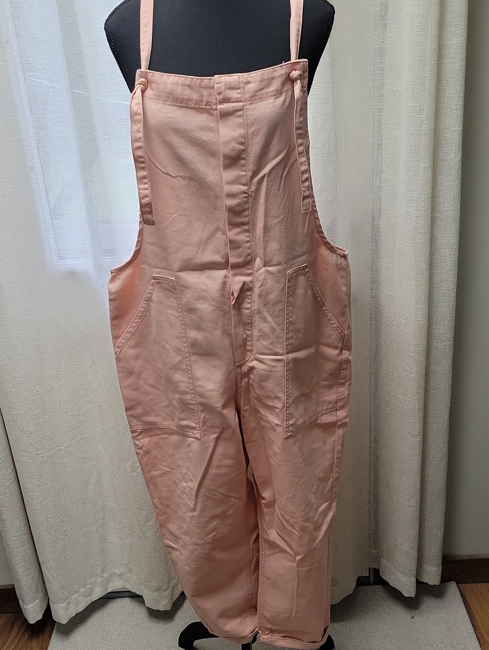 Jordache Peach-Pink Cotton Overalls